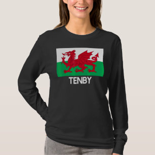 Tenby Wales Welsh Flag Baner Y Ddraig Goch T-Shirt