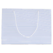 Tender Baby Blue Pale Sky Blue and White Stripe Große Geschenktüte (Rückseite)