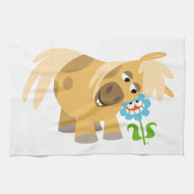 Tender Cartoon Pony und Blume Handtuch