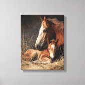 Tender Chestnut Mare and Foal Painting Leinwanddruck (Vorderseite)