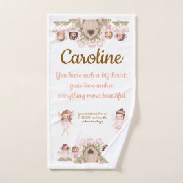 tender pink fairies salmon brown handtuch