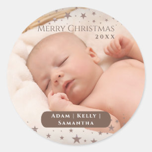 Tender Starry Weihnachten Personalisiertes Foto Ur Runder Aufkleber