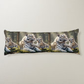 Tender White Tiger Bond – Elegant Body Pillow Seitenschläferkissen (Rückseite)