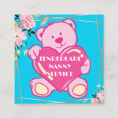Tendercare Nanny Service Blue and Pink Teddy Bären Quadratische Visitenkarte (Vorderseite)