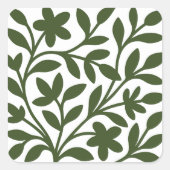 Tendril Garden Green Vine Floral Blätter Quadratischer Aufkleber (Vorderseite)