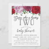 Tendy Floral Blooms Twins Baby Dusche Einladung (Vorderseite)