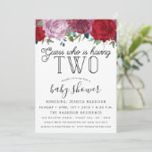 Tendy Floral Blooms Twins Baby Dusche Einladung (Stehend Vorderseite)