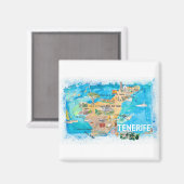Tenerife Canarias Spanien Illustrierte Karte mit L Magnet (Vorderseite/Rückseite)