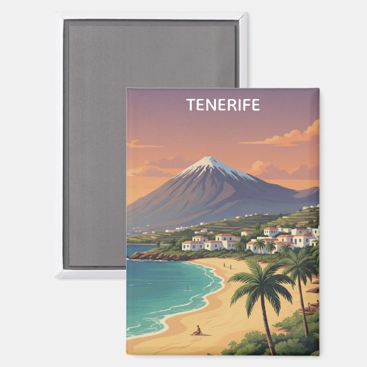 Tenerife Mount Teide Kanarische Insel Vintage-Reis Magnet (Vorderseite/Rückseite)