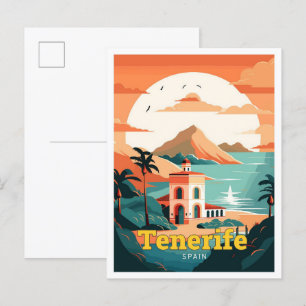 Tenerife Spanien Reise Kunst Vintage-Illustration Postkarte