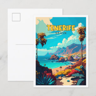Tenerife Spanien Vintage-Reiseillustration Postkarte