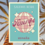 Teneriffa canarias España Vintages Party Postkarte<br><div class="desc">Teneriffa Isla de España,  Kanarische Insel Spanien,  Retro Vintag Design mit einer Diskothek in Rosa und Aprikosenpfirsichfarben. Diese schöne Postkarte ist eine perfekte Grußkarte für Teneriffa-Bewohner,  Besucher,  Touristen oder Fans.</div>