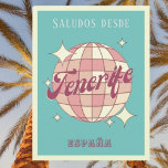 Teneriffa canarias España Vintages Party Postkarte<br><div class="desc">Teneriffa Isla de España,  Kanarische Insel Spanien,  Retro Vintag Design mit einer Diskothek in Rosa und Aprikosenpfirsichfarben. Diese schöne Postkarte ist eine perfekte Grußkarte für Teneriffa-Bewohner,  Besucher,  Touristen oder Fans.</div>