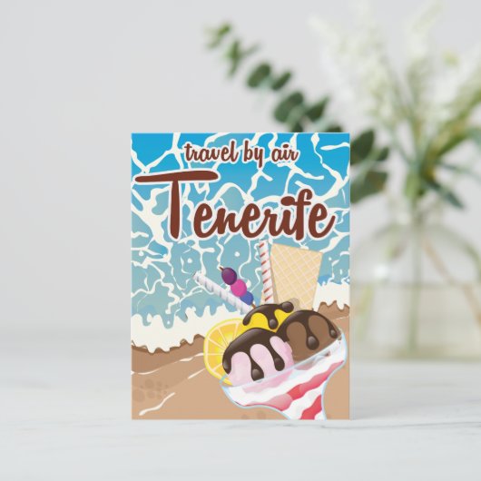Teneriffa Eis Cartoon Reiseplakat Postkarte (Stehend Vorderseite)