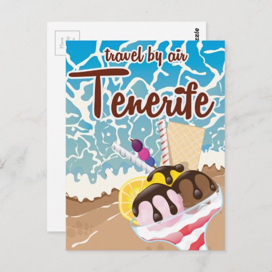 Teneriffa Eis Cartoon Reiseplakat Postkarte (Vorne/Hinten)
