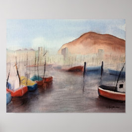 Teneriffa, Hafen WATERCOLOR Poster