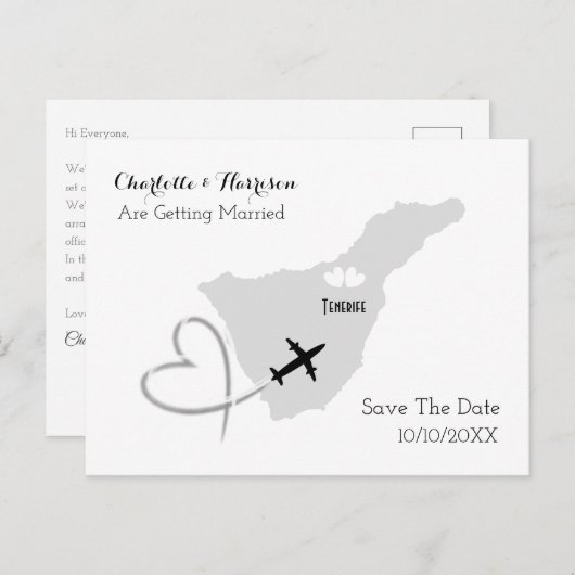 Teneriffa-Hochzeiten in Urlaubsort Save the Date Ankündigungspostkarte (Vorne/Hinten)