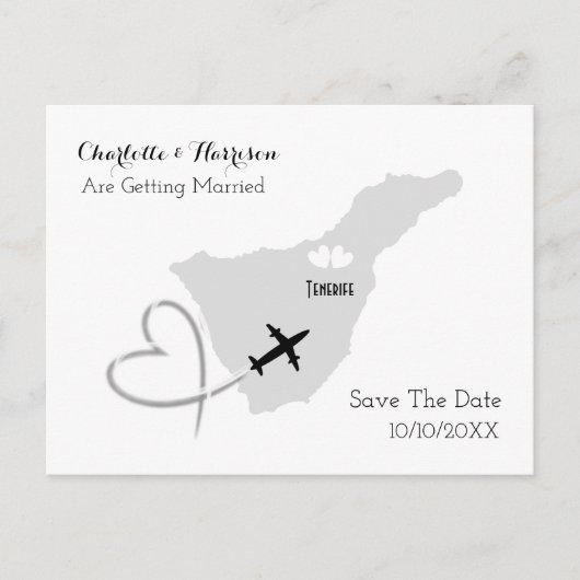 Teneriffa-Hochzeiten in Urlaubsort Save the Date Ankündigungspostkarte (Vorderseite)