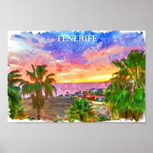 Teneriffa Spanien Kanarische Inseln Vintage Reise Poster (Vorne)