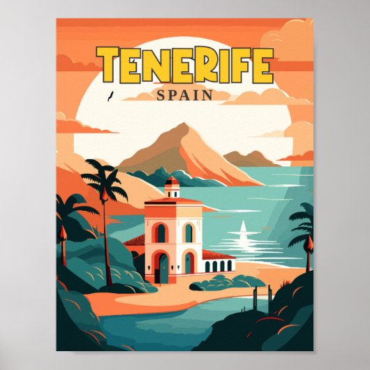 Teneriffa Spanien Vintage Illustration Poster (Vorne)
