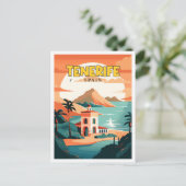 Teneriffa Spanien Vintage Illustration Postkarte (Stehend Vorderseite)