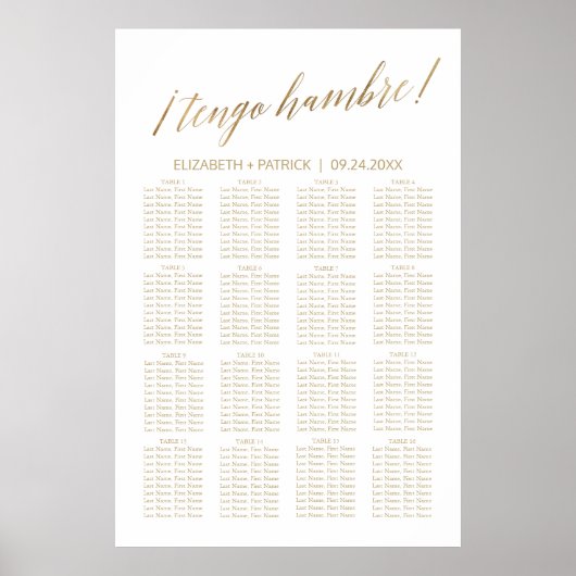 Tengo Hambre Table Plan Poster (Vorne)