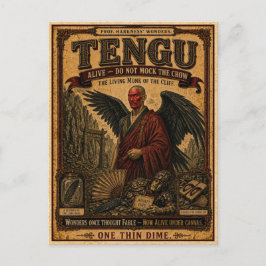 Tengu, Vintage Zirkusmonster Postkarte