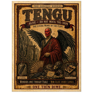 Tengu, Vintage Zirkusmonster Postkarte