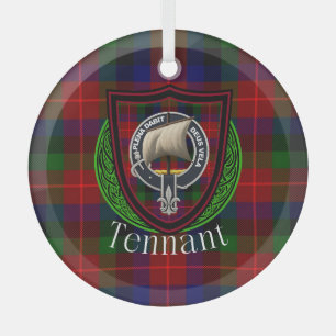 Tennant schottischer Clan Tartan & Wappen Ornament Aus Glas