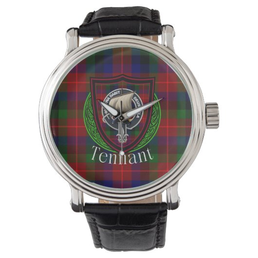 Tennant Scottish Clan Tartan & Crest Armbanduhr (Vorderseite)