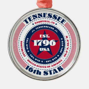 Tennessee 16. Weihnachtsstaatsschmuck Ornament Aus Metall
