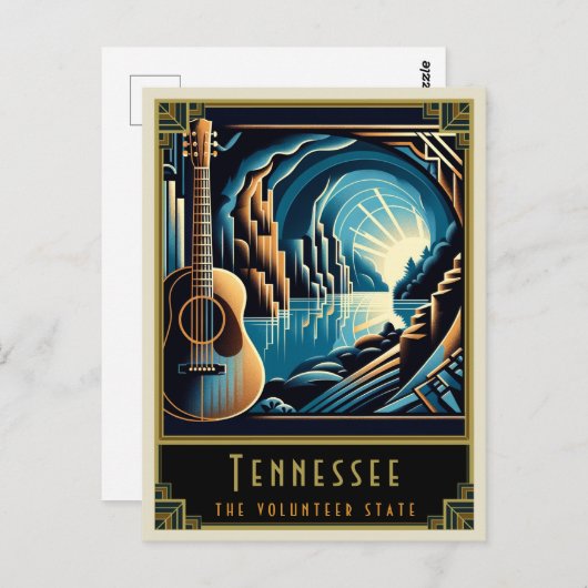 Tennessee | Art Deco Postkarte (Vorne/Hinten)