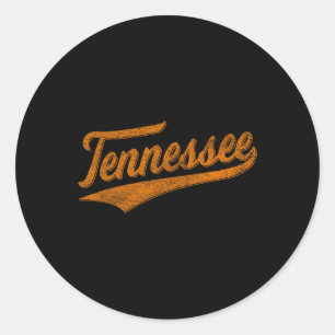 Tennessee Baseball Sportskript Cursive Flag Swoo Runder Aufkleber
