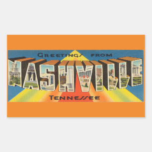 Tennessee, Blatt von 4 Nashville-Aufklebern Rechteckiger Aufkleber