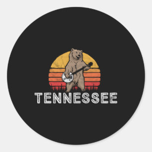 Tennessee Bluegrass Banjo Bear Runder Aufkleber