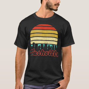 Tennessee City Skyline Vintager Retro Sunset Na T-Shirt