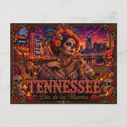 Tennessee Día de los Muertos Retro Postkarte (Vorderseite)