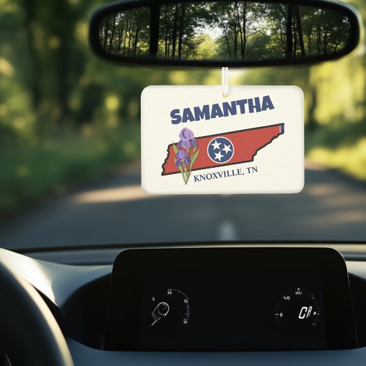 Tennessee Flag & Blume Lila Iris-Eigener Text Autolufterfrischer