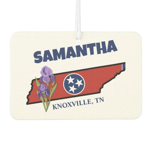 Tennessee Flag & Blume Lila Iris-Eigener Text Autolufterfrischer (Vorderseite)