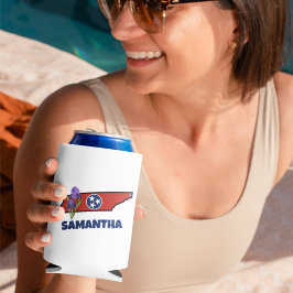 Tennessee Flag & Blume Lila Iris-Eigener Text Dosenkühler