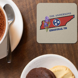 Tennessee Flag & Blume Lila Iris-Eigener Text Getränkeuntersetzer