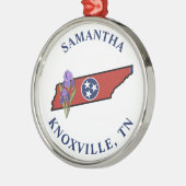 Tennessee Flag & Blume Lila Iris-Eigener Text Ornament Aus Metall (Links)