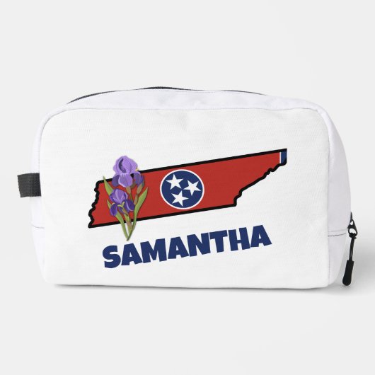 Tennessee Flag & Blume Lila Iris-Eigener Text Waschbeutel (Vorderseite)