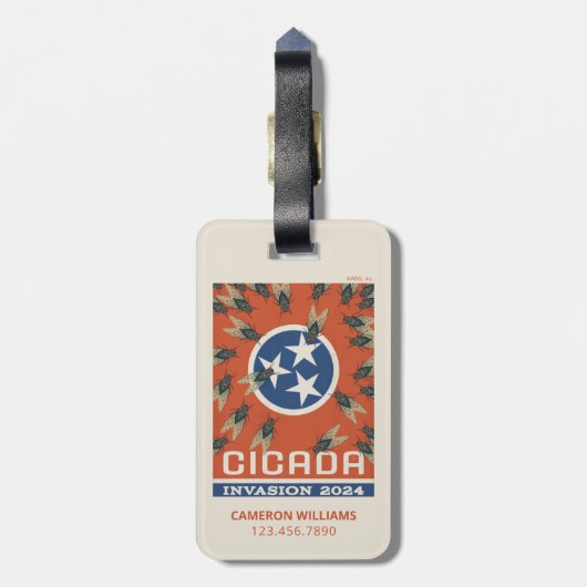 Tennessee Flag Cicada Invasion Gepäckanhänger (Rückseite vertikal)