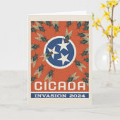Tennessee Flag Cicada Invasion Karte (Gelbe Blume)