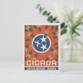 Tennessee Flag Cicada Invasion Postkarte (Stehend Vorderseite)