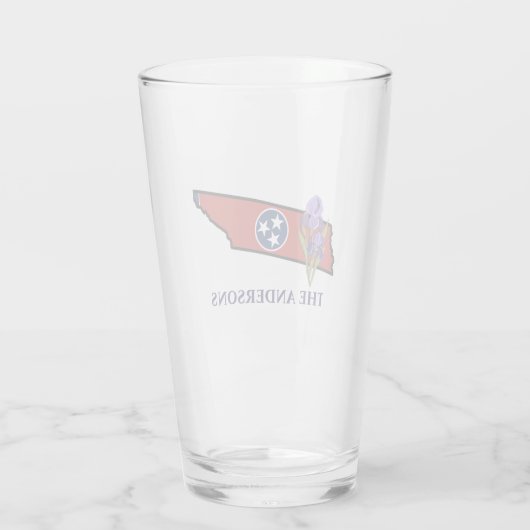 Tennessee-Flag mit Staat-Blume Iris benutzerdefini Glas (Rückseite)