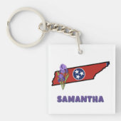 Tennessee-Flag mit Staat-Blume Iris benutzerdefini Schlüsselanhänger (Vorderseite)
