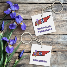 Tennessee-Flag mit Staat-Blume Iris benutzerdefini Schlüsselanhänger