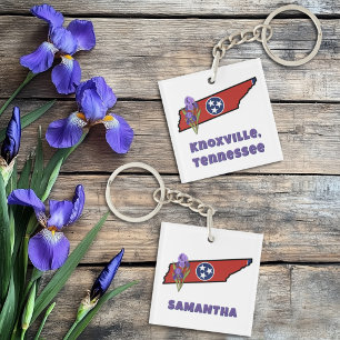Tennessee-Flag mit Staat-Blume Iris benutzerdefini Schlüsselanhänger